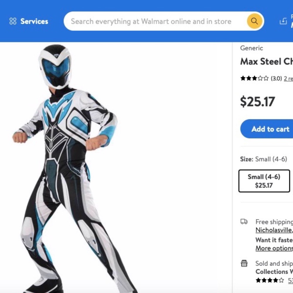 Rubies Boys Max Steel Halloween Costume  Size  Small